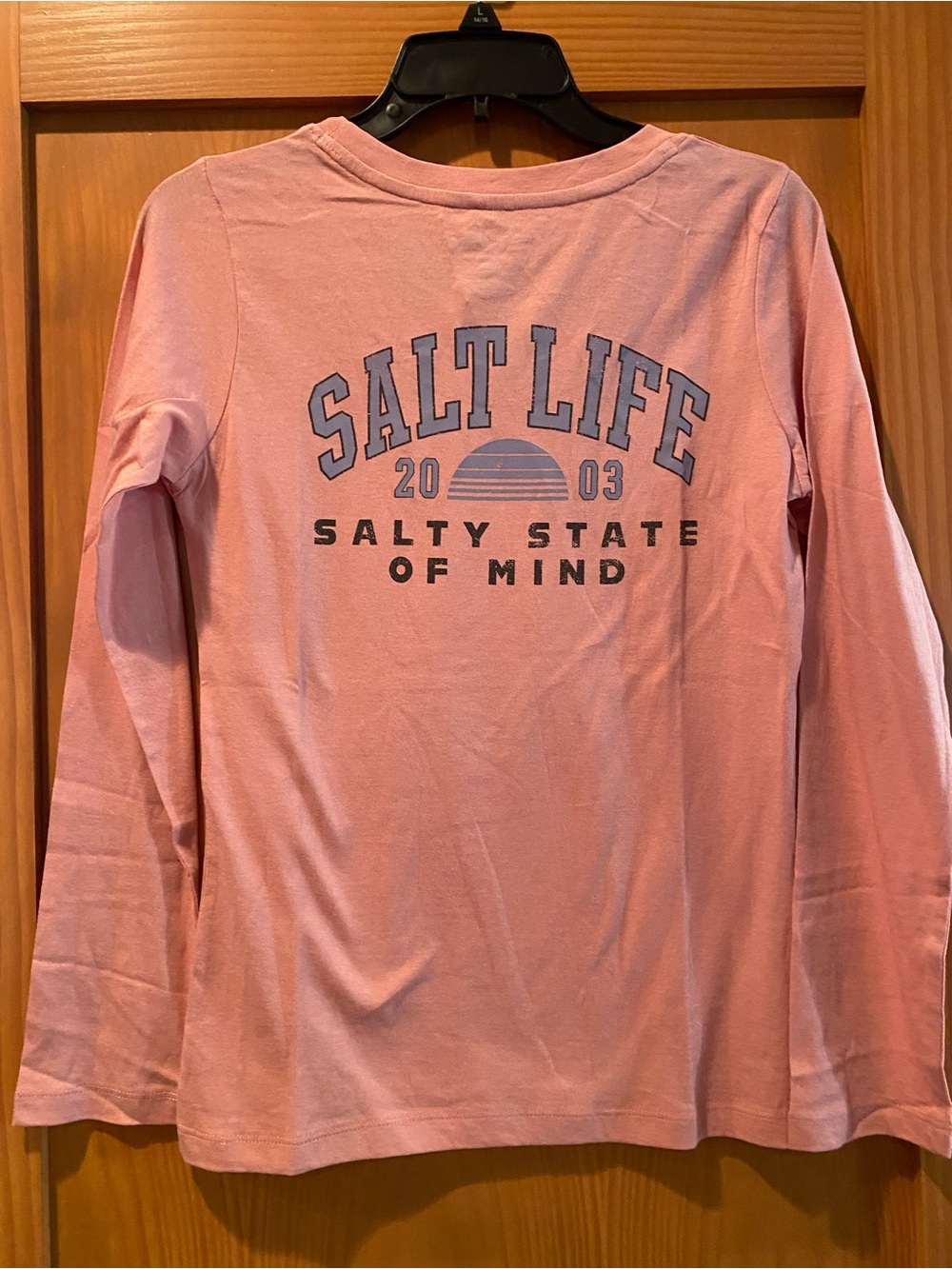 Salt Life Women’s Pale Pink  Scoop Neck Salty State Of Mind L/ S Shirt NWT S